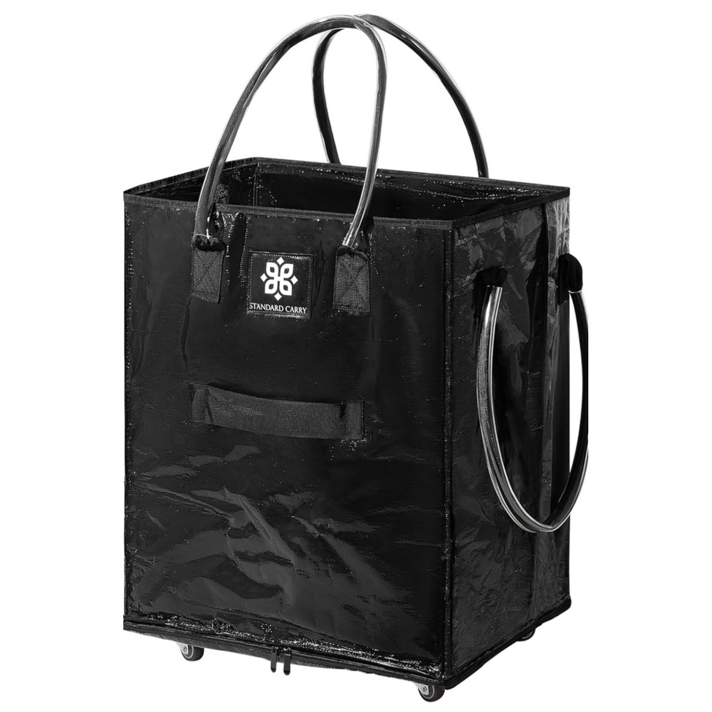 Grocery Bag Wheels Foldable Rolling Tote Zipper Closure Heavy-Duty, Eco-Friendly